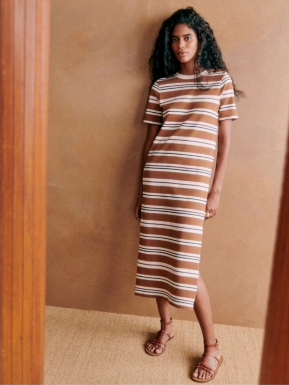 Sezane Emy Dress Parasol Stripes Earth String M